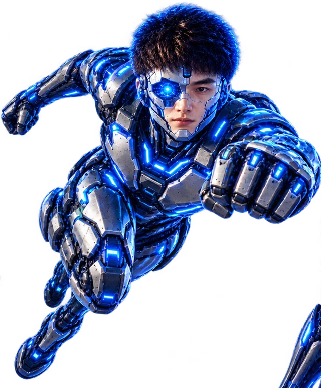 CYBERCHI flying forward with a punch
